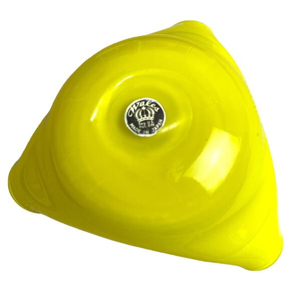 Vintage Wales Art Glass Ashtray Yellow White Tri-Fold Candy Dish MCM Decor - Picture 4 of 5